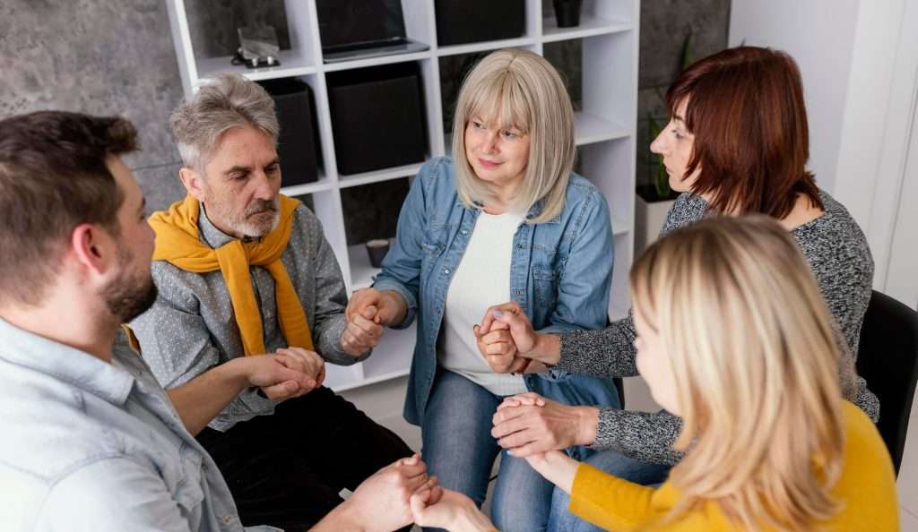 grup therapy session holding hands